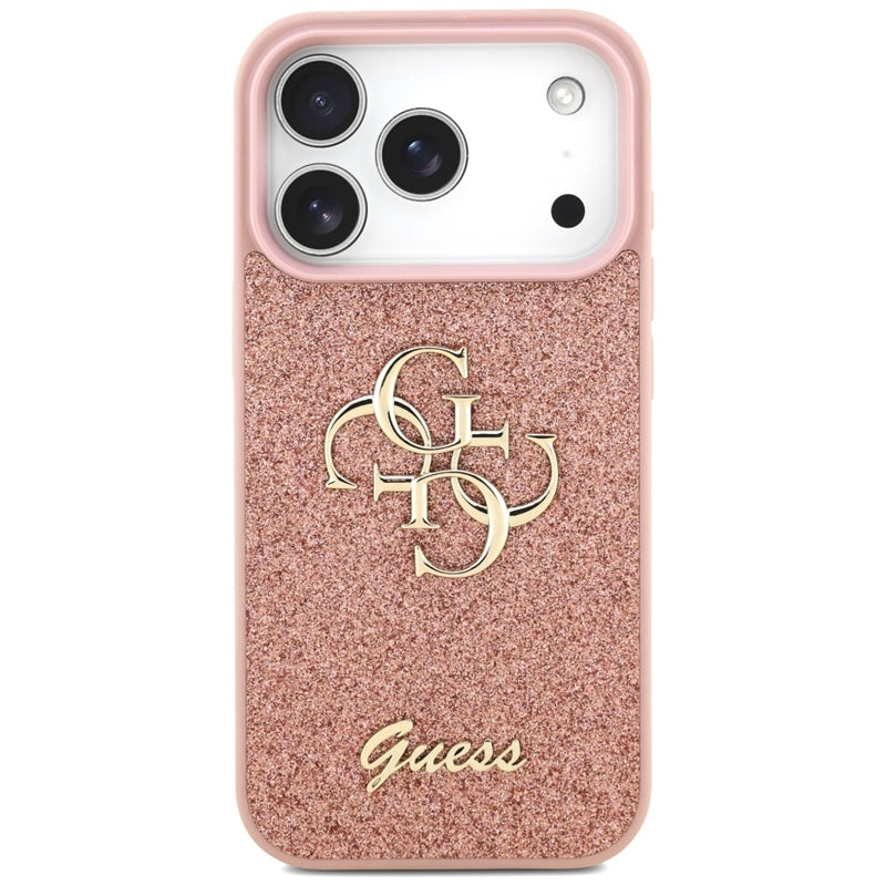 Guess Fixed Glitter Big 4G - Dėklas iPhone 17 Pro (rožinis)