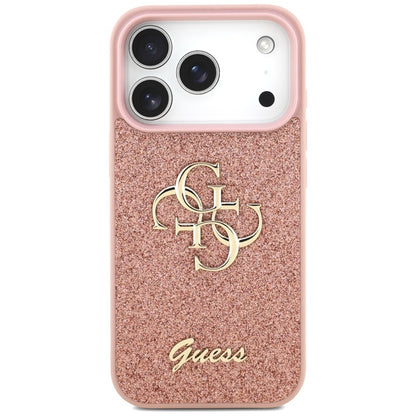 Guess Fixed Glitter Big 4G - Dėklas iPhone 17 Pro (rožinis)