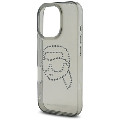 Karl Lagerfeld IML Rhinestones Karl Head – dėklas iPhone 16 Pro (juodas)