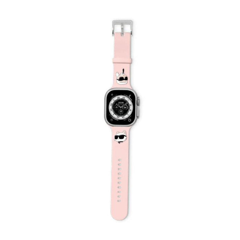 Karl Lagerfeld 3D Rubber Karl & Choupette Heads NFT – dirželis, skirtas „Apple Watch“ 42/44/45/49 mm („Pink“)