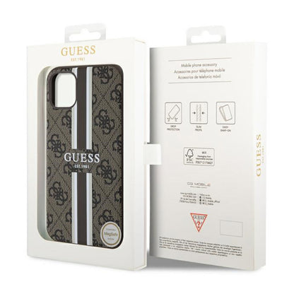 Guess 4G Printed Stripes MagSafe – Dėklas iPhone 11 (rudos spalvos)