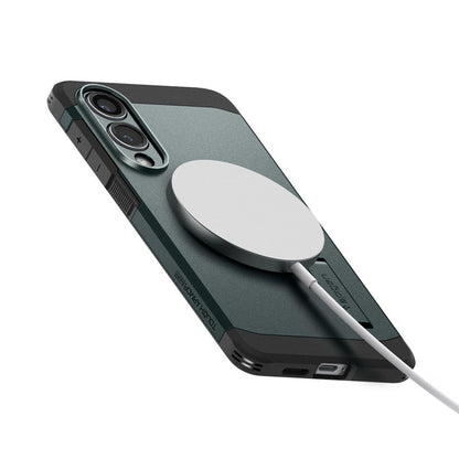 Spigen Tough Armor MagSafe – dėklas, skirtas Samsung Galaxy S25 Edge (Abyss Green)