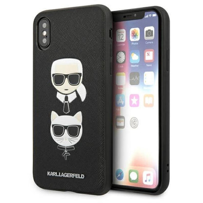 Karl Lagerfeld Saffiano Karl & Choupette Heads – dėklas, skirtas „iPhone Xs Max“ (juodas)