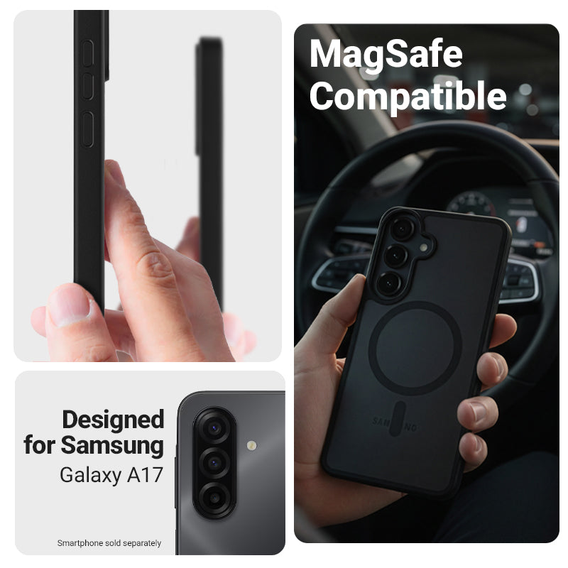 Crong Hybrid Matte Magnetic - MagSafe dėklas Samsung Galaxy A17 (Juodas)