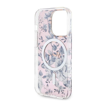 Guess Flower MagSafe – dėklas iPhone 14 Pro (rožinis)