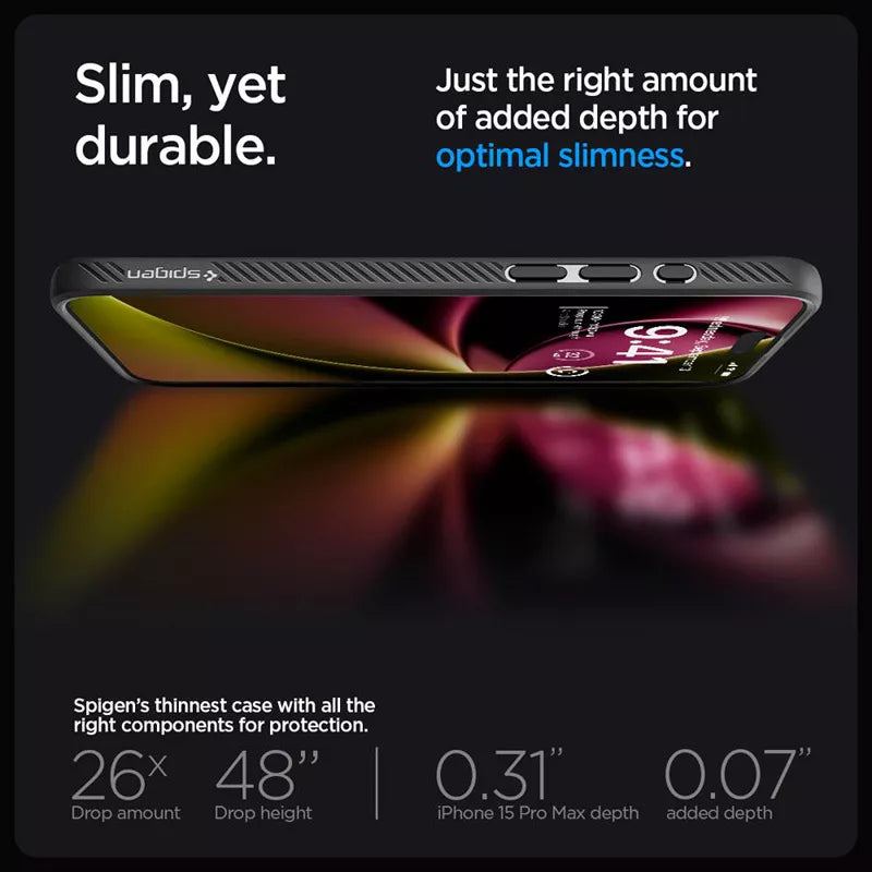 Spigen Liquid Air – dėklas skirtas iPhone 15 Pro Max (matinė juoda)