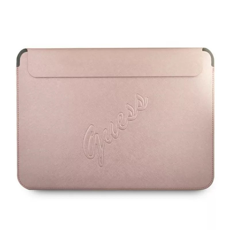 Guess Saffiano Script kompiuterio dėklas - nešiojamojo kompiuterio dėklas 13 colių (rožinis)