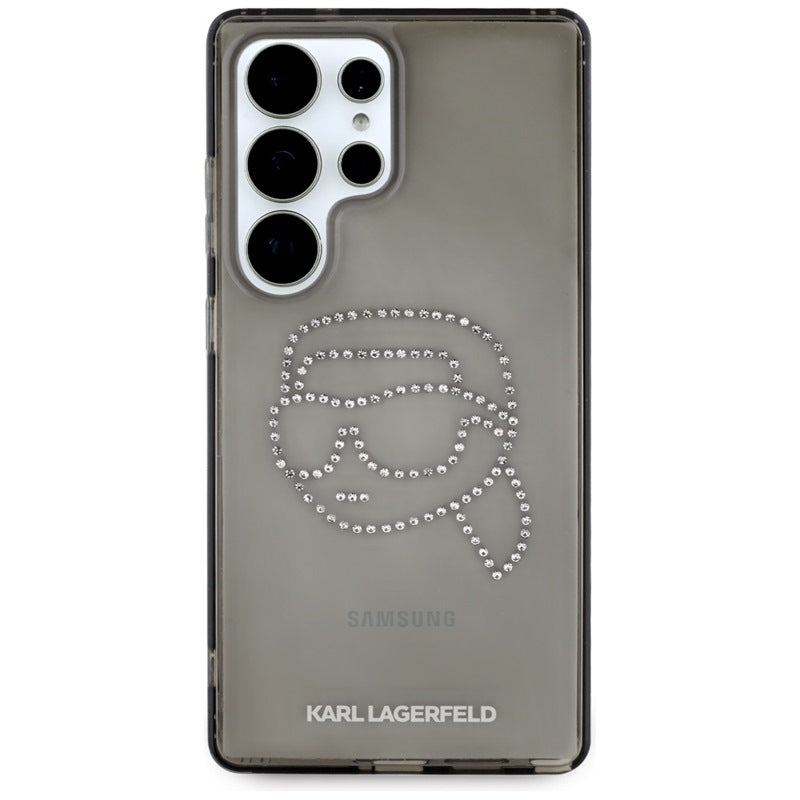 Karl Lagerfeld Rhinestones Karl Head Logo – dėklas, skirtas „Samsung Galaxy S25 Ultra“ (juodas)