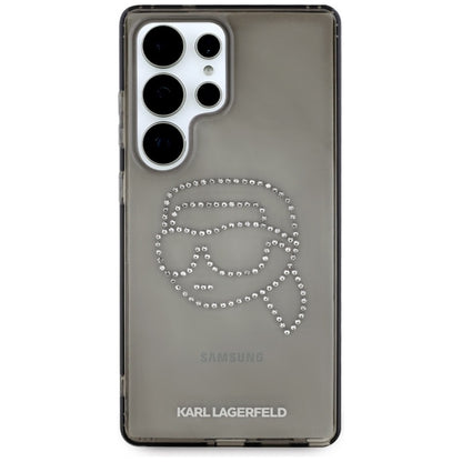 Karl Lagerfeld Rhinestones Karl Head Logo – dėklas, skirtas „Samsung Galaxy S25 Ultra“ (juodas)