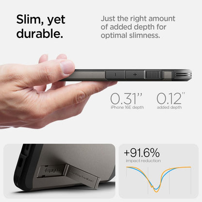 Spigen Tough Armor Mag MagSafe – dėklas iPhone 16e (švininė spalva)