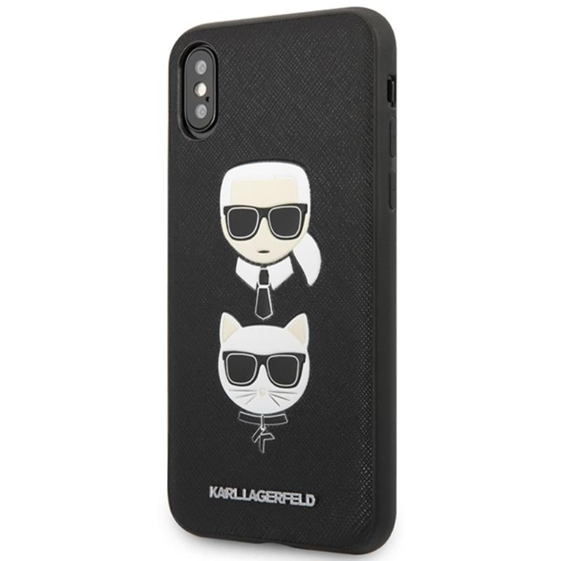 Karl Lagerfeld Saffiano Karl & Choupette Heads – dėklas, skirtas „iPhone Xs Max“ (juodas)