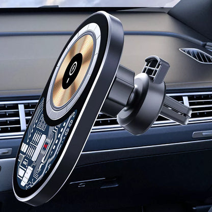 WEKOME WP-U202 Vanguard Series – Magnetinis automobilinis laikiklis su 15W MagSafe belaidžiu įkrovimu (Juoda)