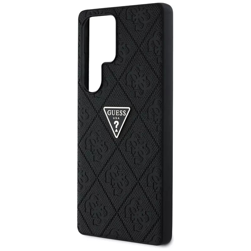Guess Hot Stamp 4G Pattern Triangle Metal Logo - Dėklas Samsung Galaxy S25 Ultra (juodas)