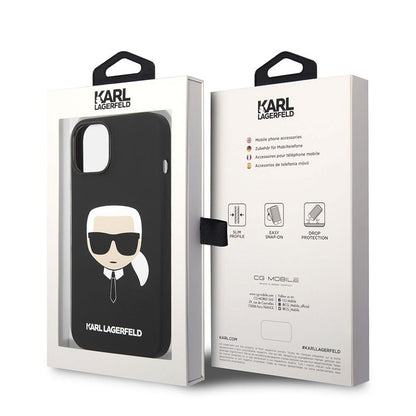 Karl Lagerfeld Silicone Ikonik Karl's Head MagSafe - dėklas, skirtas iPhone 14 Plus (juodas)