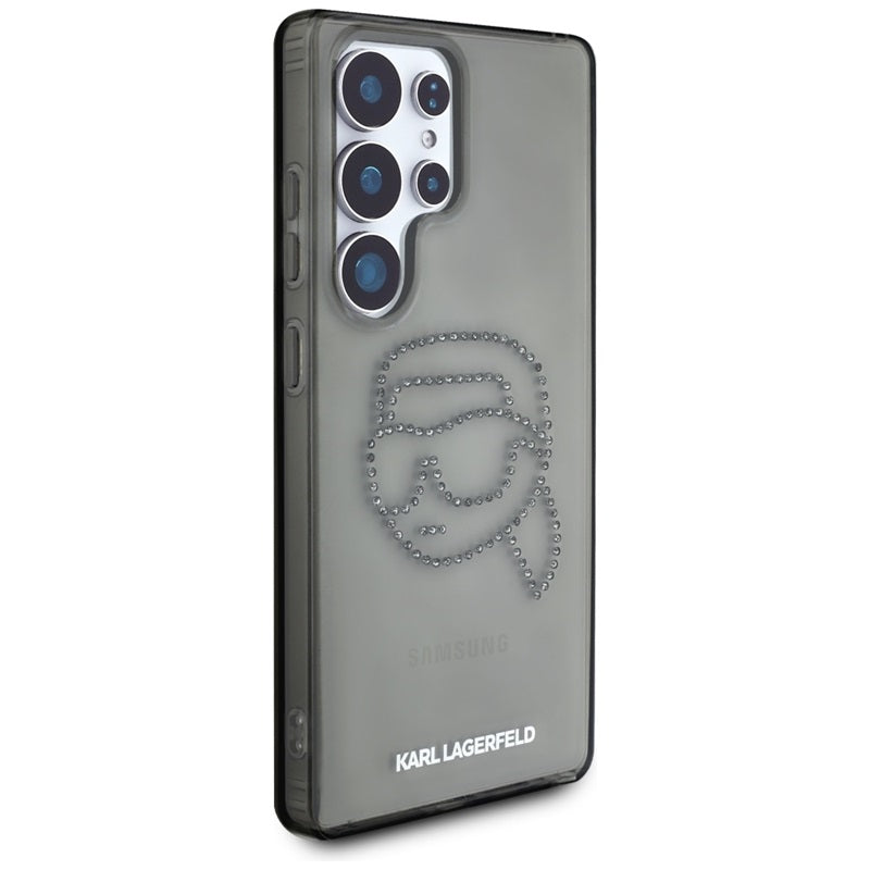 Karl Lagerfeld Rhinestones Karl Head Logo – dėklas, skirtas „Samsung Galaxy S25 Ultra“ (juodas)