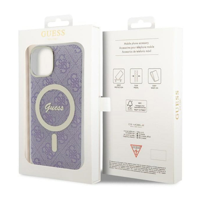 Guess 4G MagSafe – dėklas iPhone 14 (violetinė)