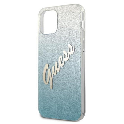 Guess Glitter Gradient Script - dėklas, skirtas iPhone 12 Pro Max (mėlynas)