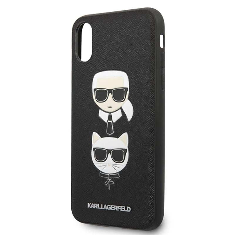 Karl Lagerfeld Saffiano Karl & Choupette Heads – dėklas, skirtas „iPhone Xs Max“ (juodas)
