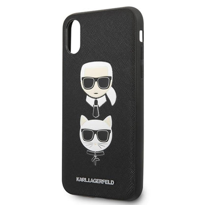 Karl Lagerfeld Saffiano Karl & Choupette Heads – dėklas, skirtas „iPhone Xs Max“ (juodas)