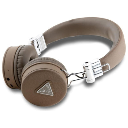 Guess Grained Classic Round Shape – belaidės „Over-Ear“ „Bluetooth“ ENC ausinės (rudos spalvos)