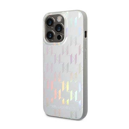 Karl Lagerfeld Monogram Iridescentinis - Dėklas iPhone 14 Pro (sidabrinis)