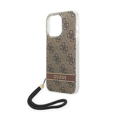 Guess 4G Print Cord - dėklas skirtas iPhone 14 Pro (rudas)