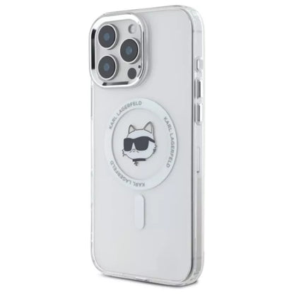 Karl Lagerfeld IML Metal Choupette Head MagSafe – dėklas iPhone 16 Pro Max (baltas)