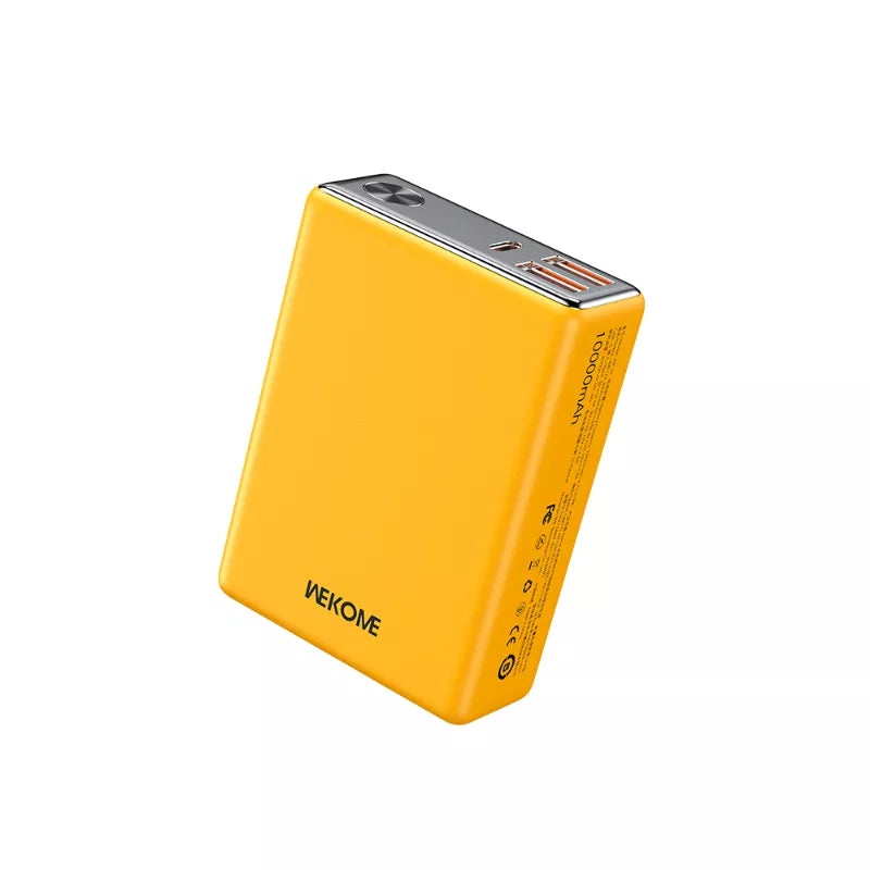WEKOME WP-27 Tint serija – Nešiojama baterija 10000 mAh itin greitas įkrovimas USB-C PD 20W + 2x USB-A QC3.0 22.5W (geltona)
