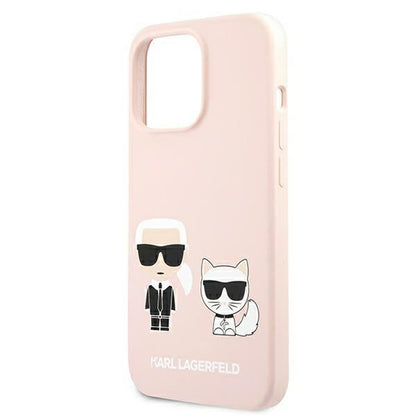 Karl Lagerfeld Silikoninis Karl & Choupette Magsafe – dėklas skirtas iPhone 13 (rožinis)