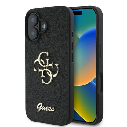 Guess Fixed Glitter Big 4G – dėklas skirtas iPhone 16 Plus (juoda)