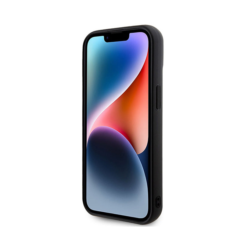 Karl Lagerfeld 3D guminis blizgučių logotipas – dėklas, skirtas iPhone 15 (juodas)