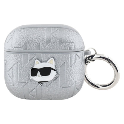 Karl Lagerfeld Monogram Choupette Head – AirPods 4 dėklas (sidabrinis)