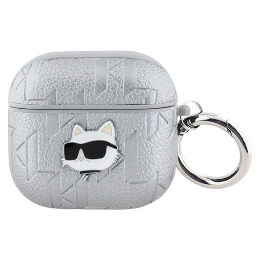 Karl Lagerfeld Monogram Choupette Head – AirPods 4 dėklas (sidabrinis)