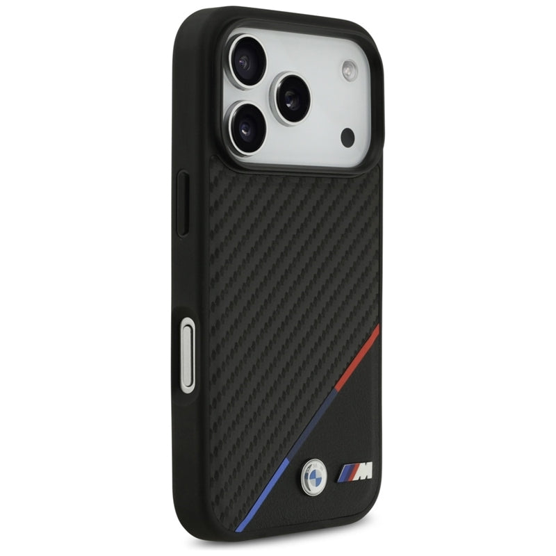 BMW M Carbon Tricolor Line MagSafe dėklas iPhone 17 Pro (juodas)