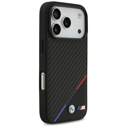 BMW M Carbon Tricolor Line MagSafe dėklas iPhone 17 Pro (juodas)