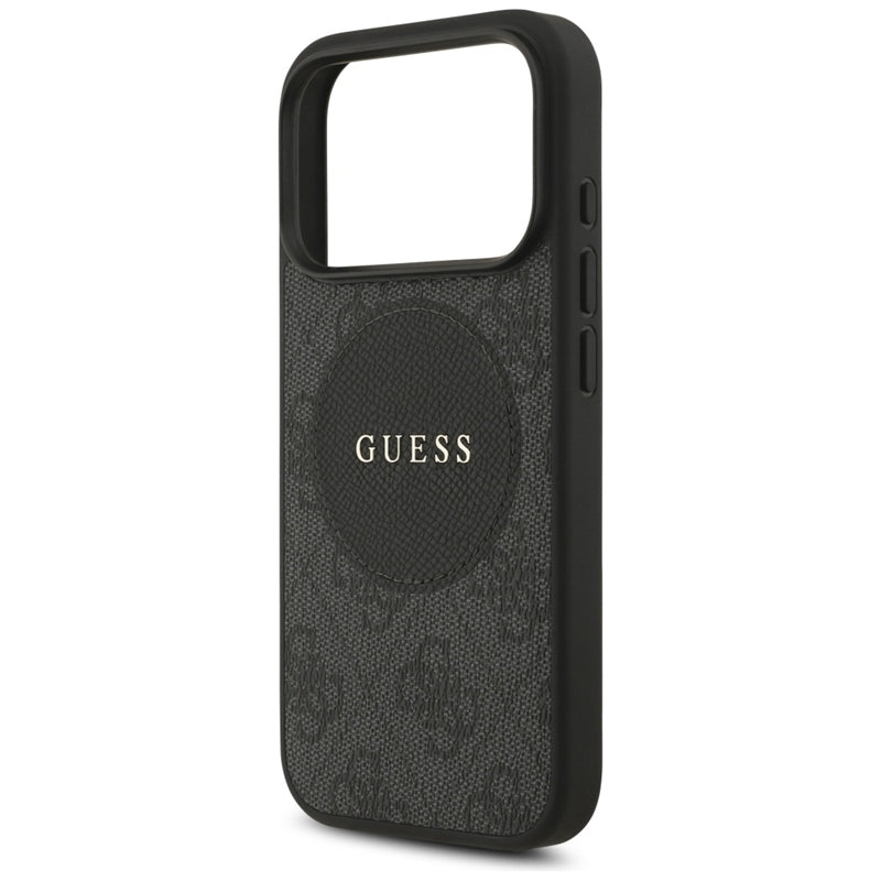 Guess 4G Circle Classic Logo MagSafe dėklas iPhone 17 Pro (juodas)
