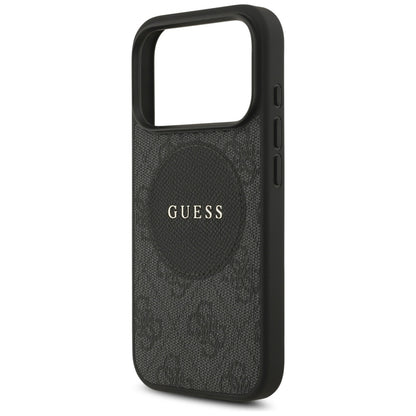 Guess 4G Circle Classic Logo MagSafe dėklas iPhone 17 Pro (juodas)