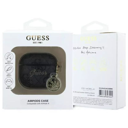 Guess 4G Charm Collection – dėklas, skirtas AirPods 4 (juodas)