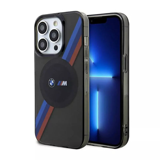 BMW Trikolorinės juostos MagSafe dėklas skirtas iPhone 14 Pro (Pilkas)