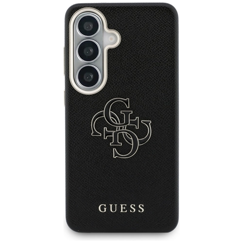 Guess Grained Big 4G Metal Logo dėklas - Samsung Galaxy S26 dėklas (juodas)