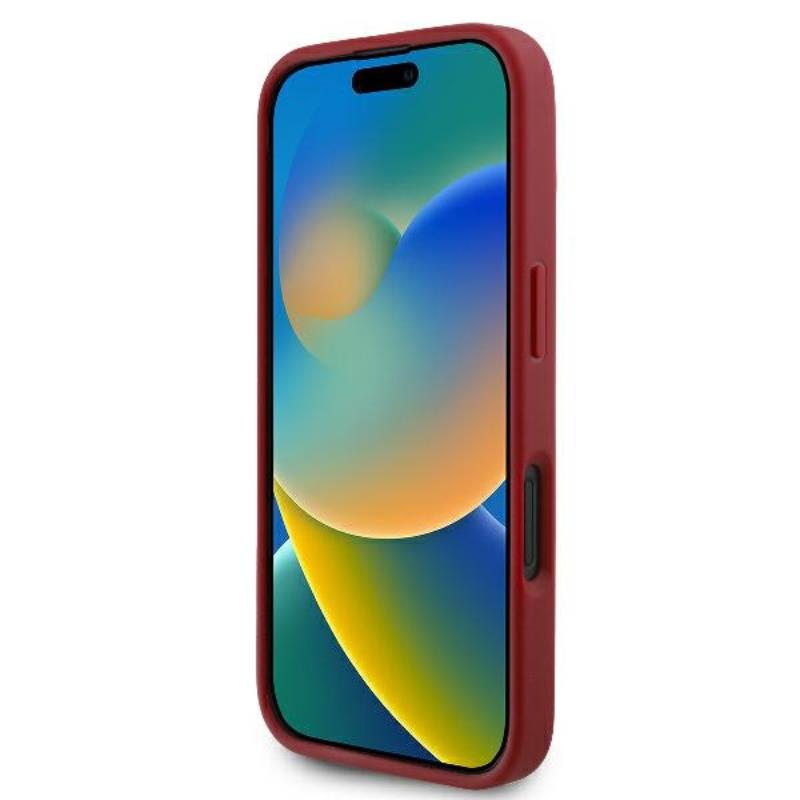 Karl Lagerfeld "Dygsniuotas parašas" dėklas, skirtas iPhone 16 (raudona)