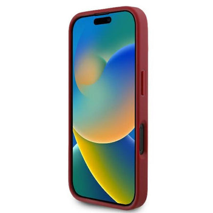 Karl Lagerfeld "Dygsniuotas parašas" dėklas, skirtas iPhone 16 (raudona)