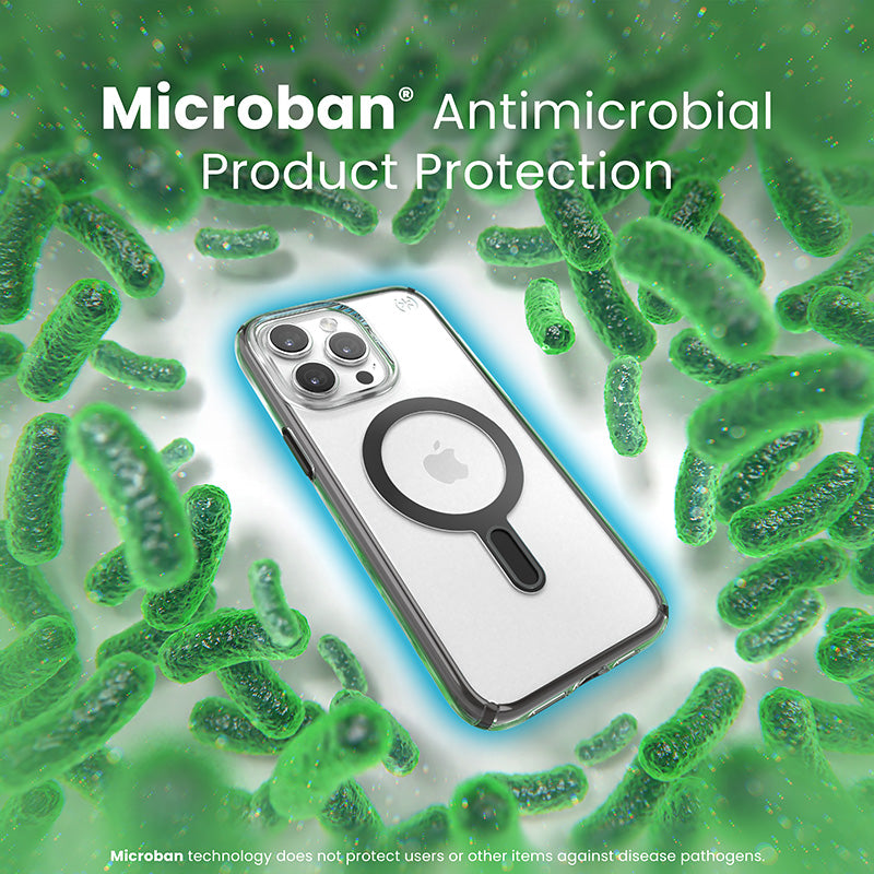 Speck Presidio Perfect-Clear ClickLock & Magsafe – dėklas iPhone 15 Pro Max (skaidrus / matinė juoda / skalūno pilka)