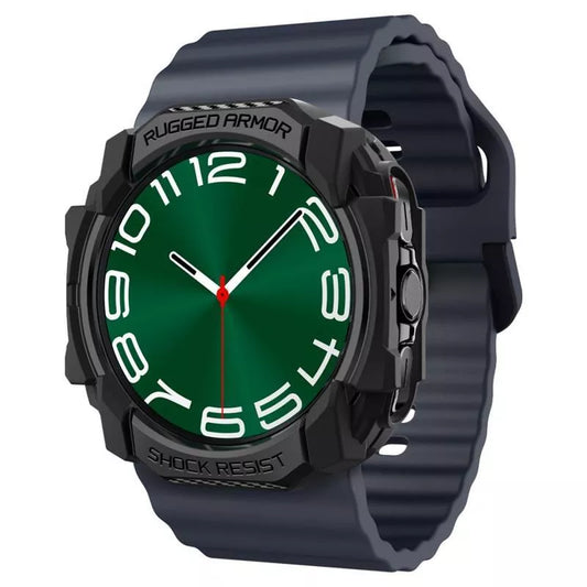 Spigen Rugged Armor – Dėklas, skirtas Samsung Galaxy Watch Ultra 47 mm (2025/2024) (Matinė juoda)