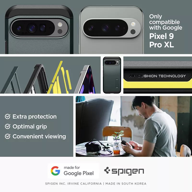 Spigen Tough Armor – dėklas, skirtas „Google Pixel 9 Pro XL“ (Abiso žalia)