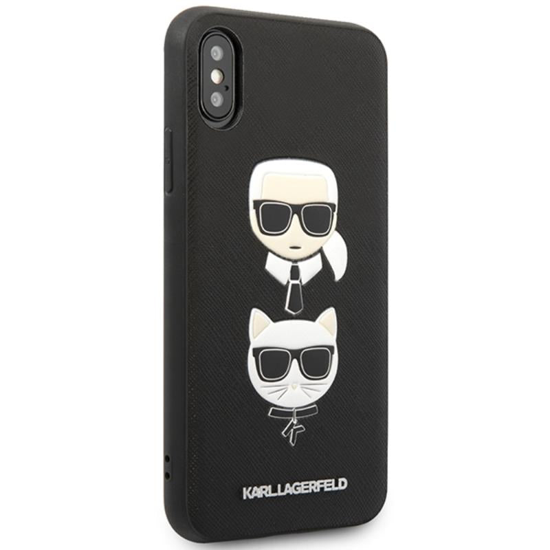 Karl Lagerfeld Saffiano Karl & Choupette Heads – dėklas, skirtas „iPhone Xs Max“ (juodas)