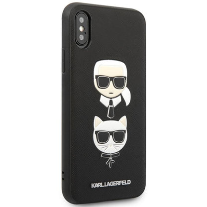 Karl Lagerfeld Saffiano Karl & Choupette Heads – dėklas, skirtas „iPhone Xs Max“ (juodas)