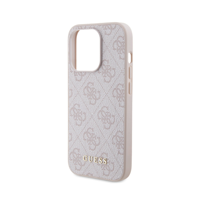 Guess 4G Metal Gold Logo – „iPhone 15 Pro“ dėklas (rožinis)