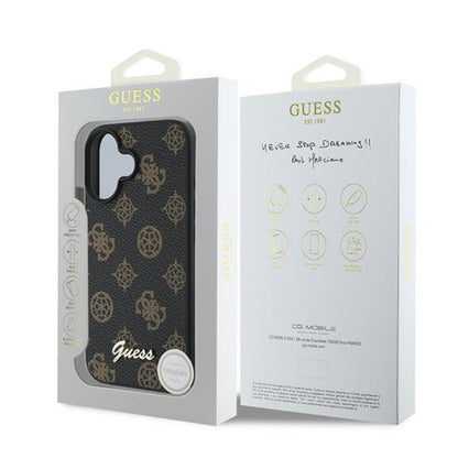 Guess Peony Script MagSafe – „iPhone 16 Plus“ dėklas (juodas)