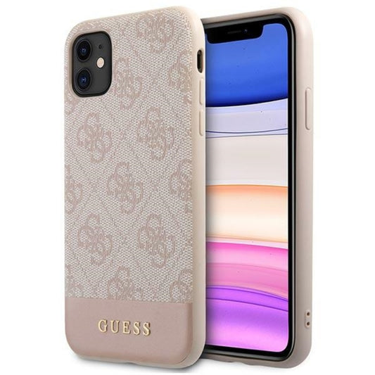 Guess 4G Bottom Stripe Collection – dėklas, skirtas „iPhone 11“ (rožinis)
